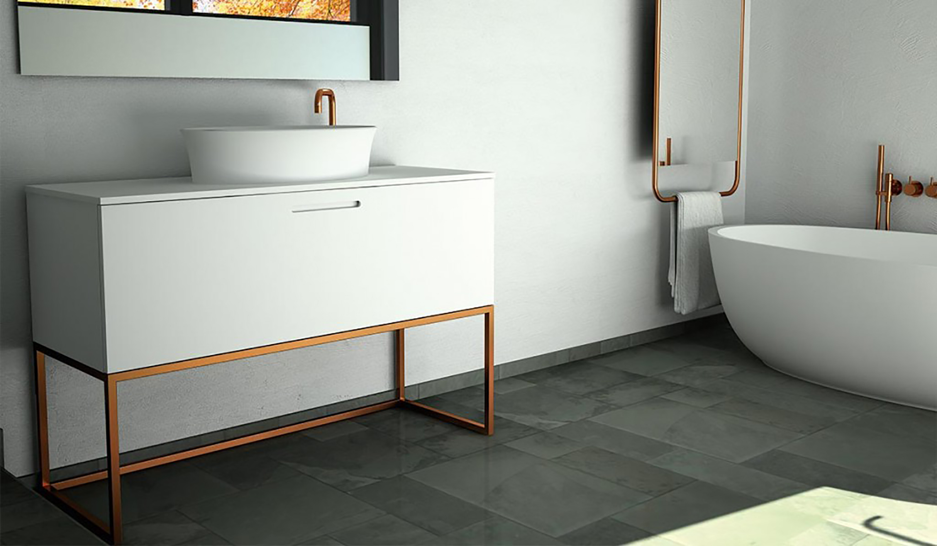 Mueble de baño Codis serie C2 Metal con acabados suspendidos