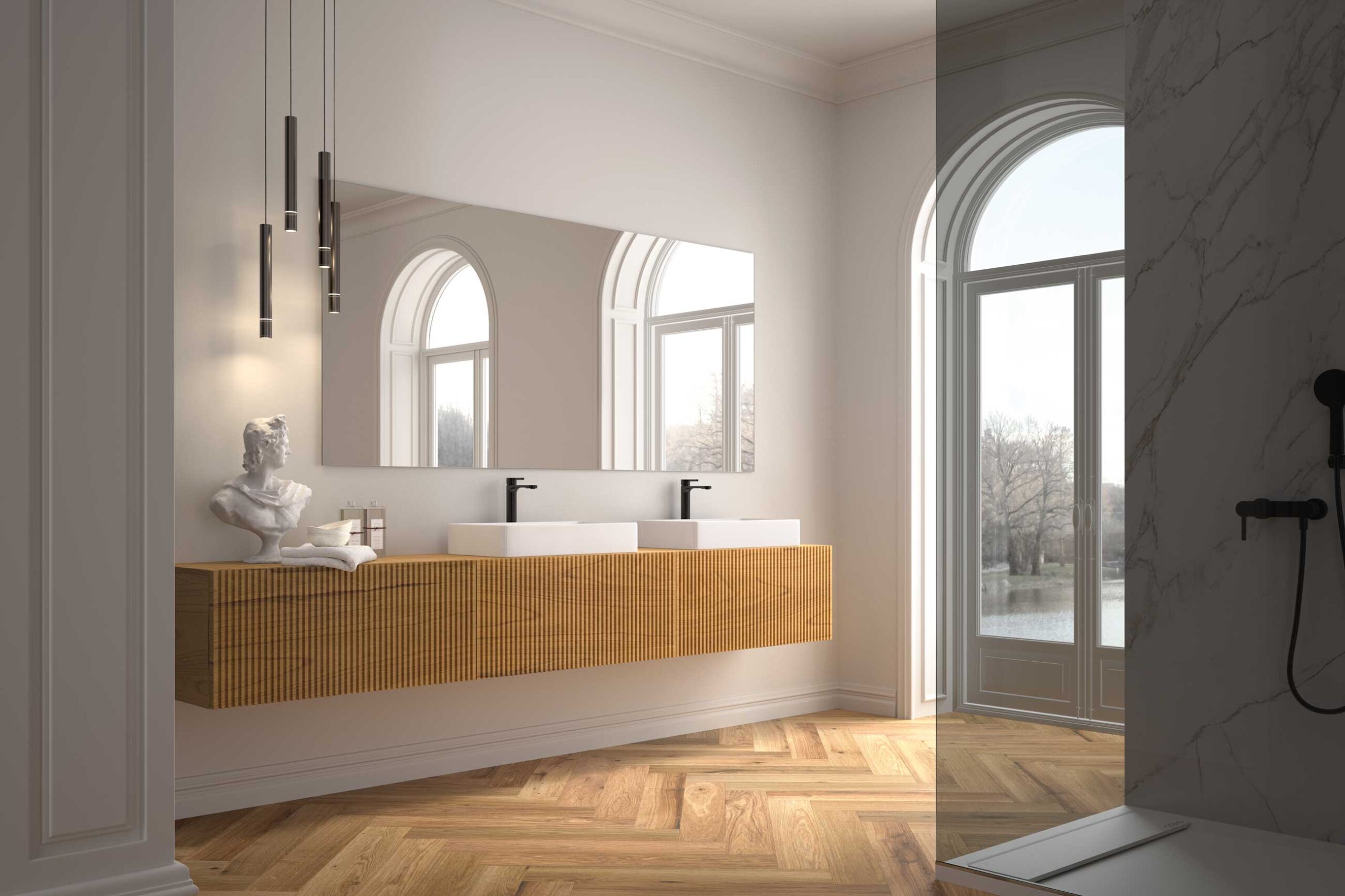 Mueble de baño suspendido de madera Codis colección Singulares