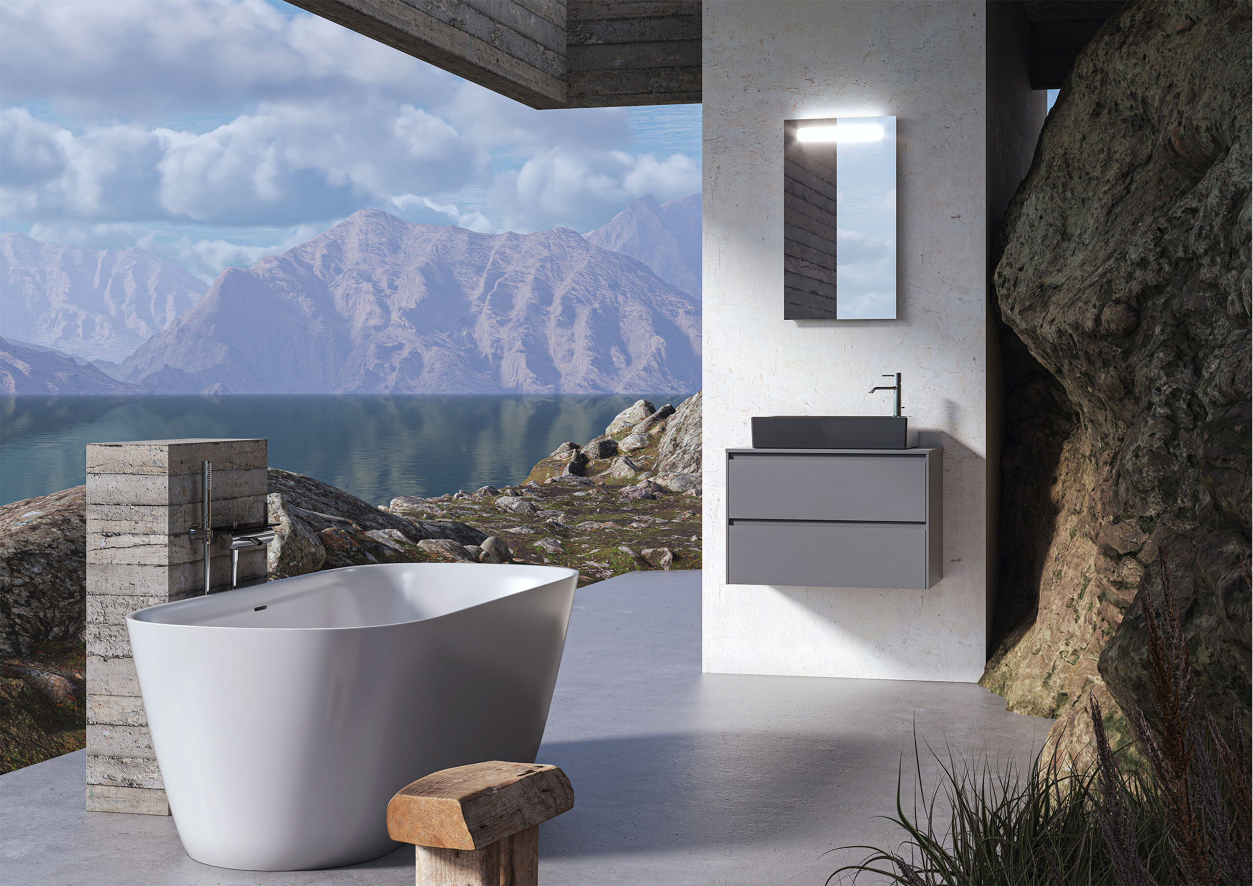 Grifería y lavabo moderno para diseño de baños a medida